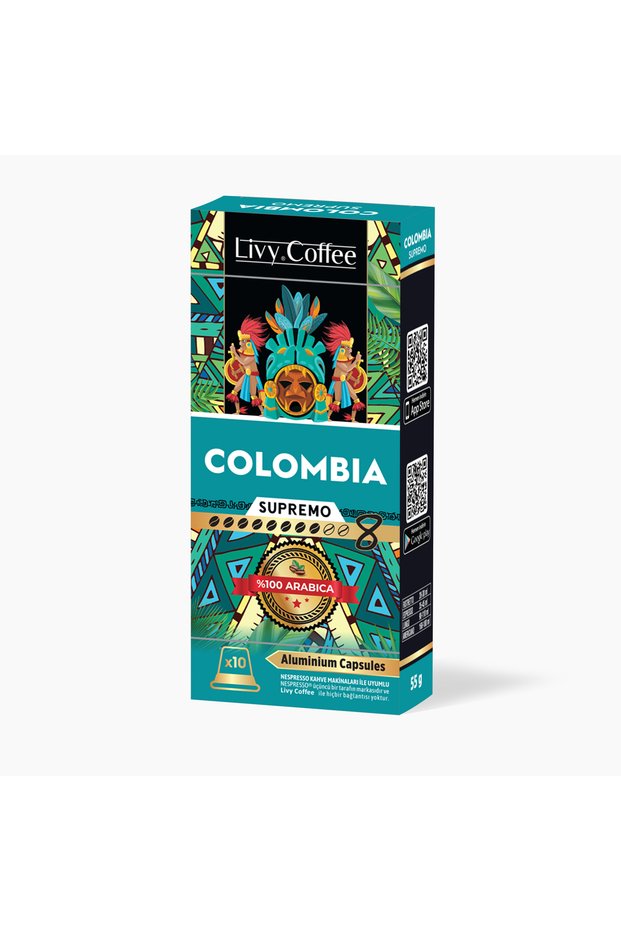 Aluminum Nespresso ® Compatible Capsule Coffee Colombia 10 Capsules
