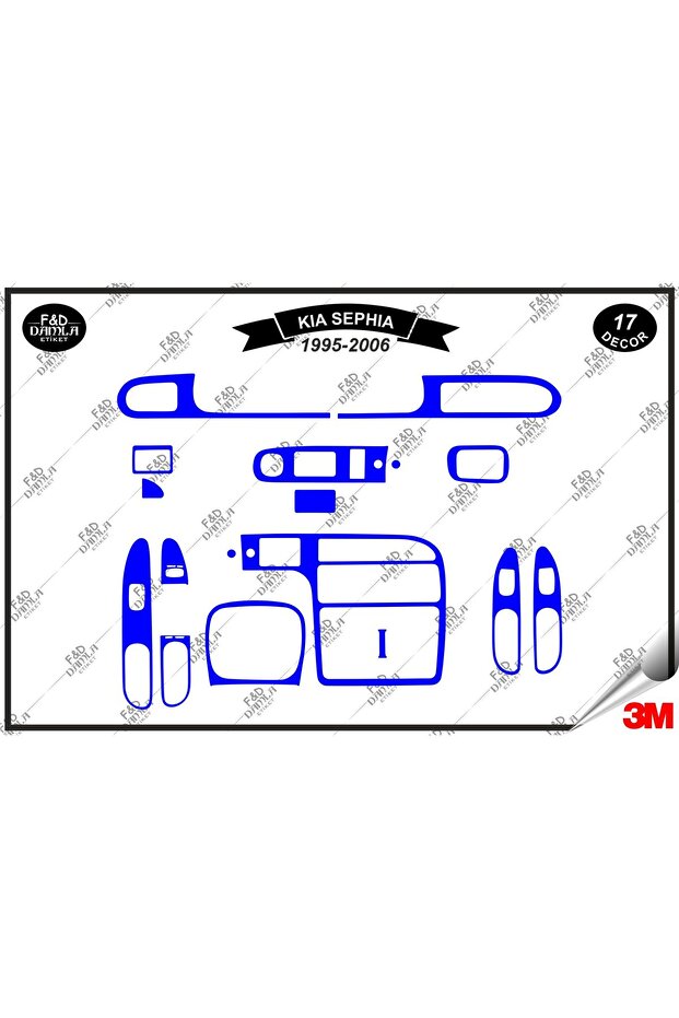 For Kia Sephia 1995-2006 Glove Box Console Trim Chest Mahogany Finish Set 17 Pieces Blue