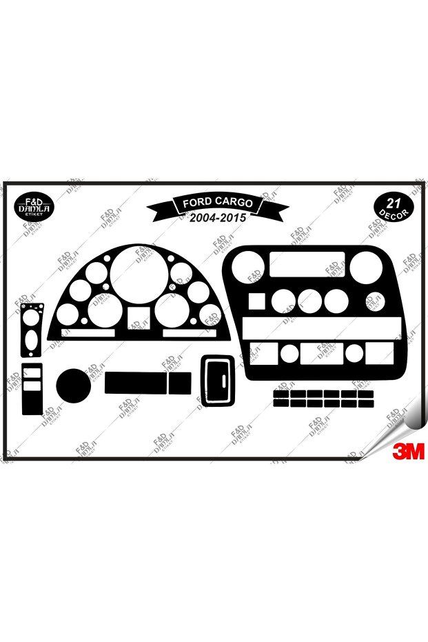 For Ford Cargo Manual 2004-2015 Glove Box Console Trim Chest Mahogany Finish Set 21 Pieces Black