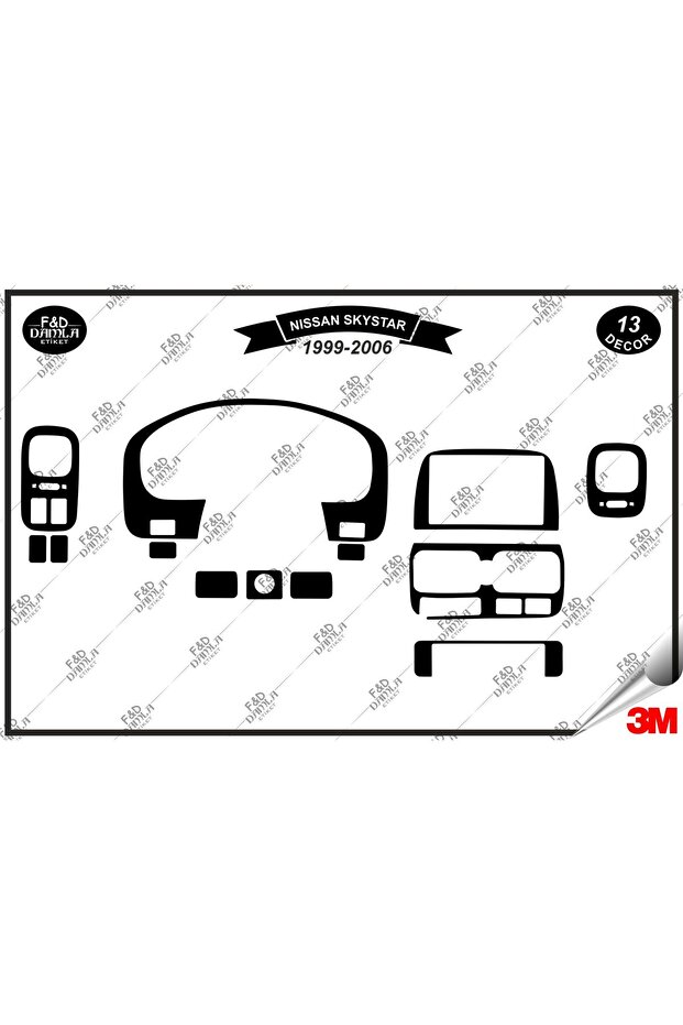 Nissan Pick-Up Skystar 1999-2006 Dashboard Console Trim Chest Mahogany Finish Set 13 Pieces Black
