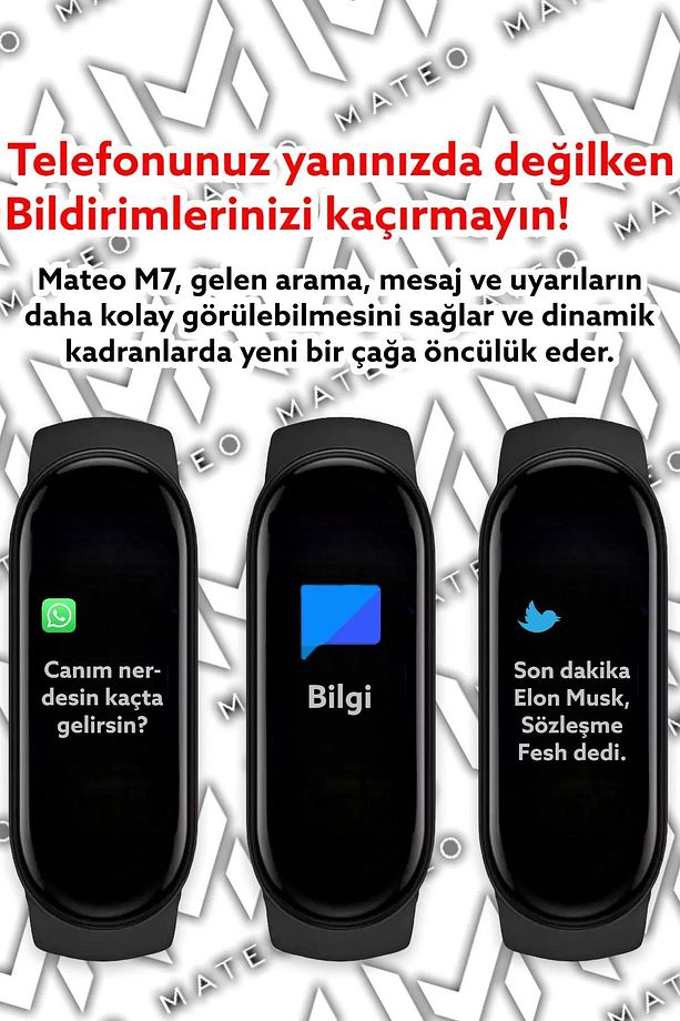 KIRMIZI M7 Akıllı Bileklik | iOS & Android Uyumlu | 2024 Versiyon - 7