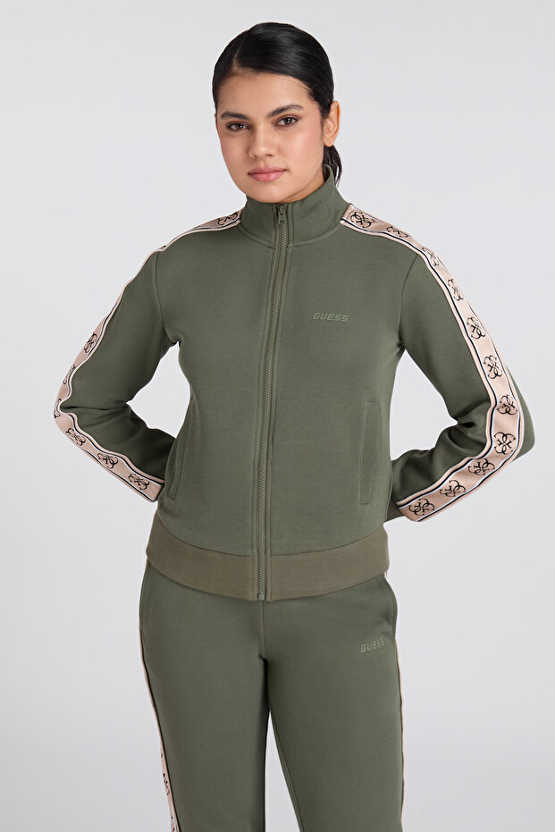 Britney High Waist Fabric - Recycled Punto Milanó 300 Full Zip Sweatshirt