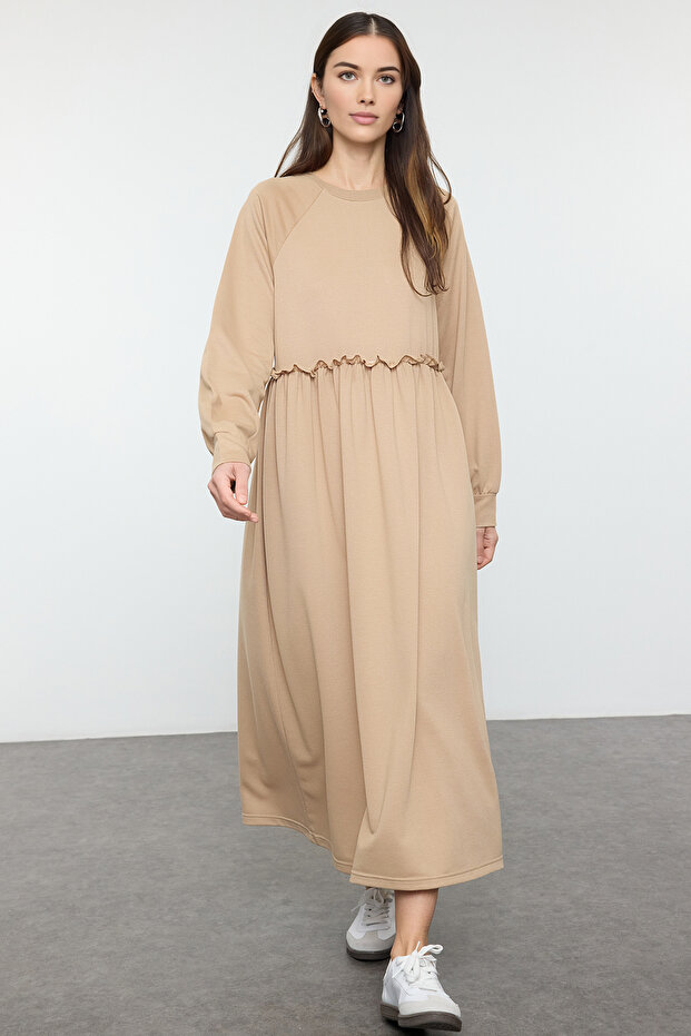 Vizon Oversize Beli Kesikli Örme Elbise TCTSS23EB00307 - 1
