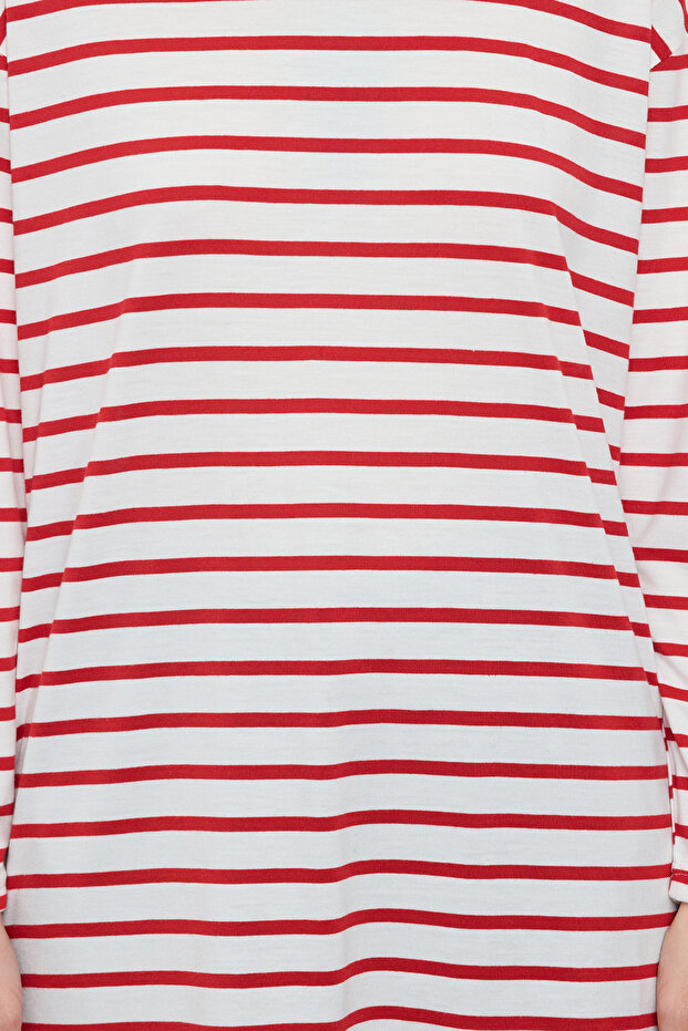 Kırmızı Çizgili Örme Tunik TCTAW22UK0240 - 3