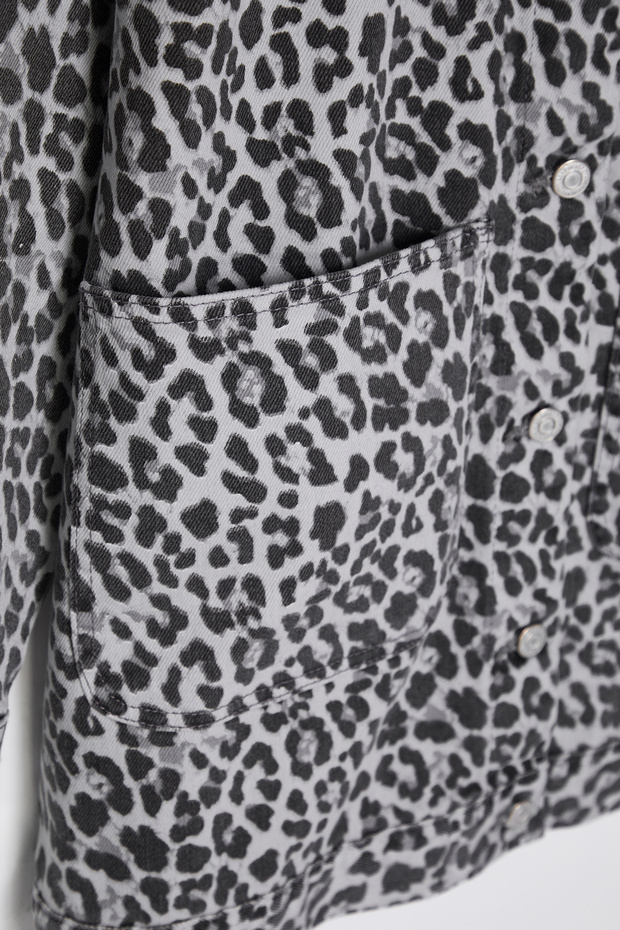 Çok Renkli Animal Desenli Oversize/Geniş Kalıp %100 Pamuk Non-Stretch Denim Ceket TBBSS25AG00000 - 7