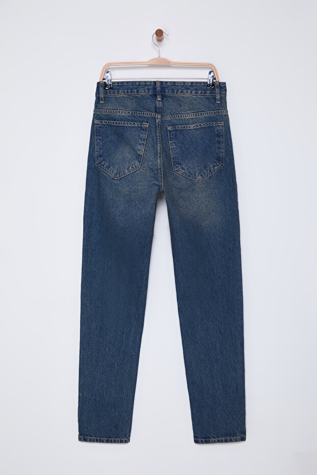 Lacivert Essential Eskitme Yıkamalı Jeans Kot Pantolon TMNAW23JE00104 - 8