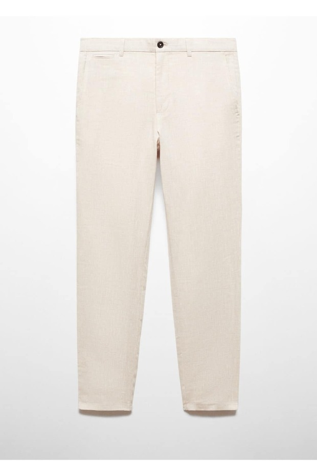 Slim fit %100 keten pantolon - 3