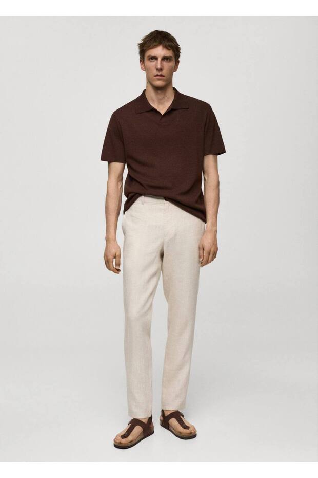 Slim fit %100 keten pantolon - 2