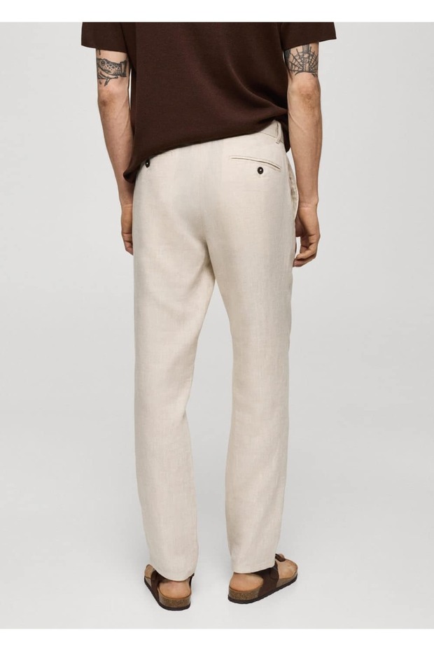Slim fit %100 keten pantolon - 4