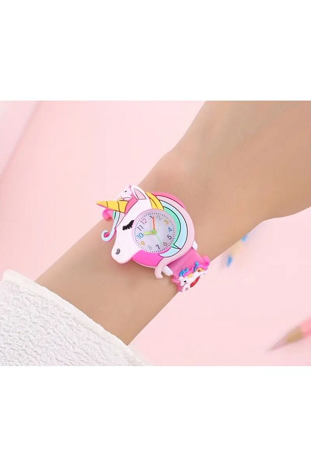 Sevimli 3D Unicorn Karakterli Kız Çocuk Saati - 2