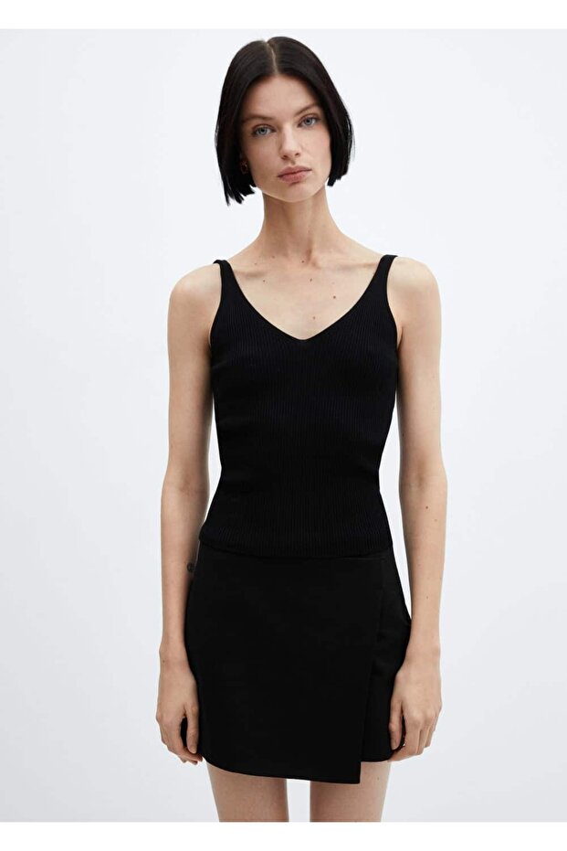 V yaka triko bluz - 1