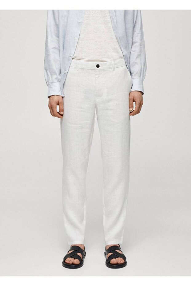 Slim fit %100 keten pantolon - 1