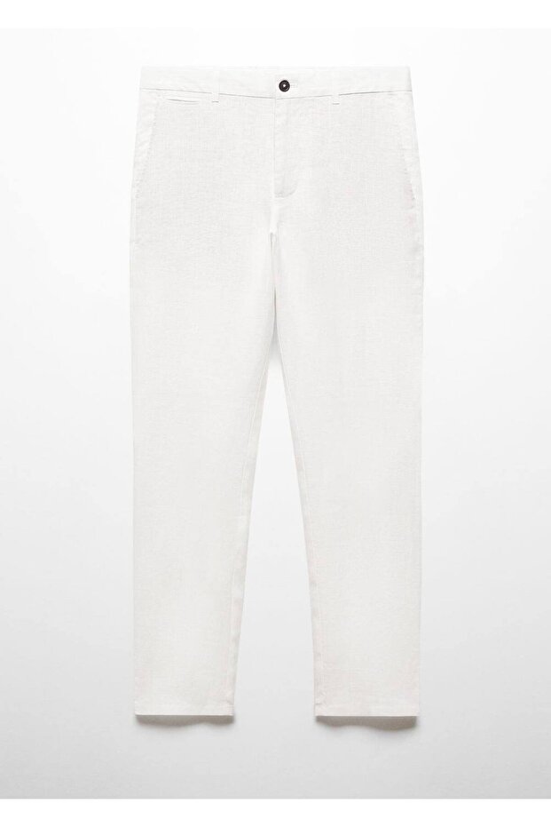 Slim fit %100 keten pantolon - 3