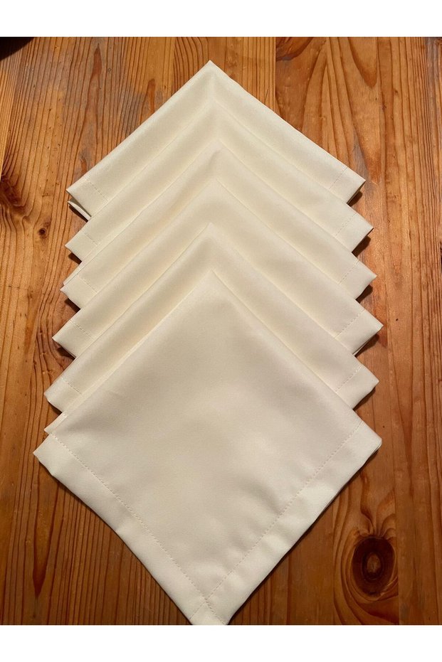 6 Pieces of Cream Colored Fabric Serving-Presentation Napkins