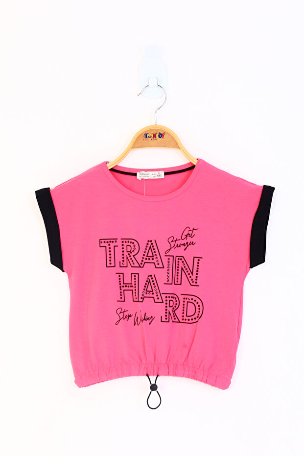 Girls' Printed Stone Embroidered T-Shirt