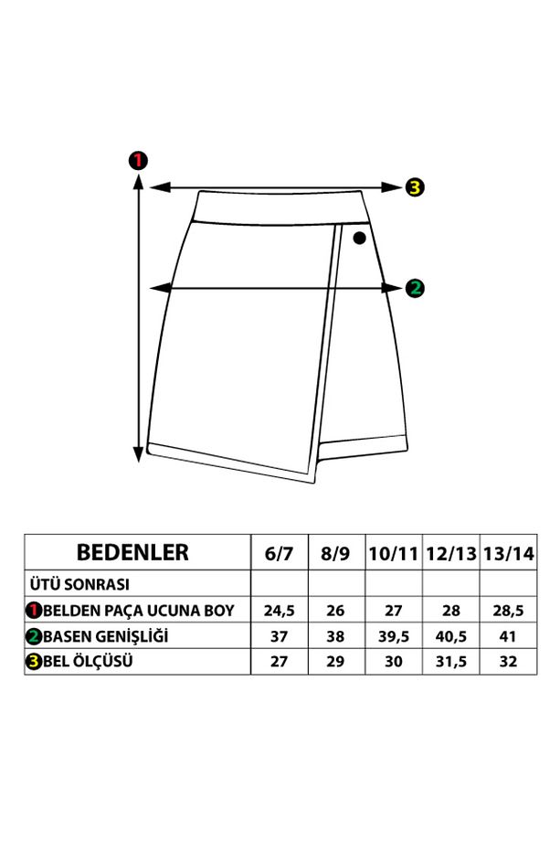 Kız Çocuk Kare Desenli Etek Görünümlü Şort - 3