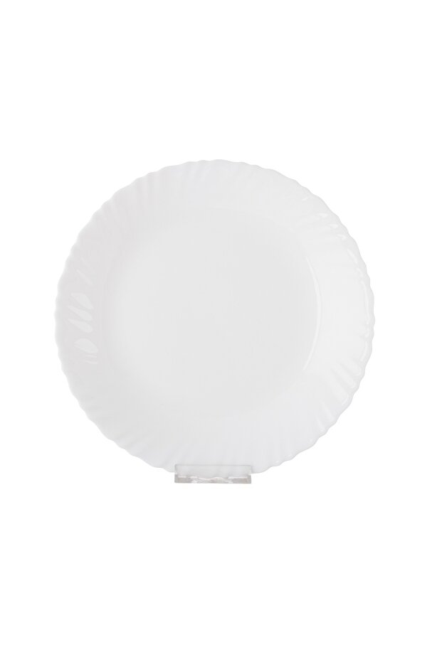 طبق مسطح سادة أبيض مقاس 25 سم - 2