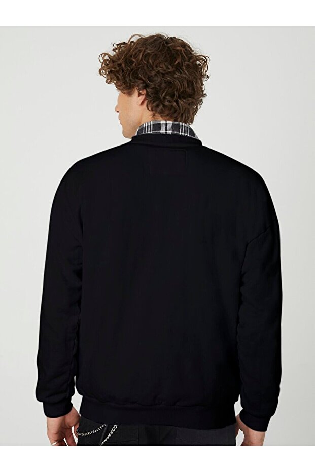 Grafik Baskılı Siyah Sweatshırt - 3