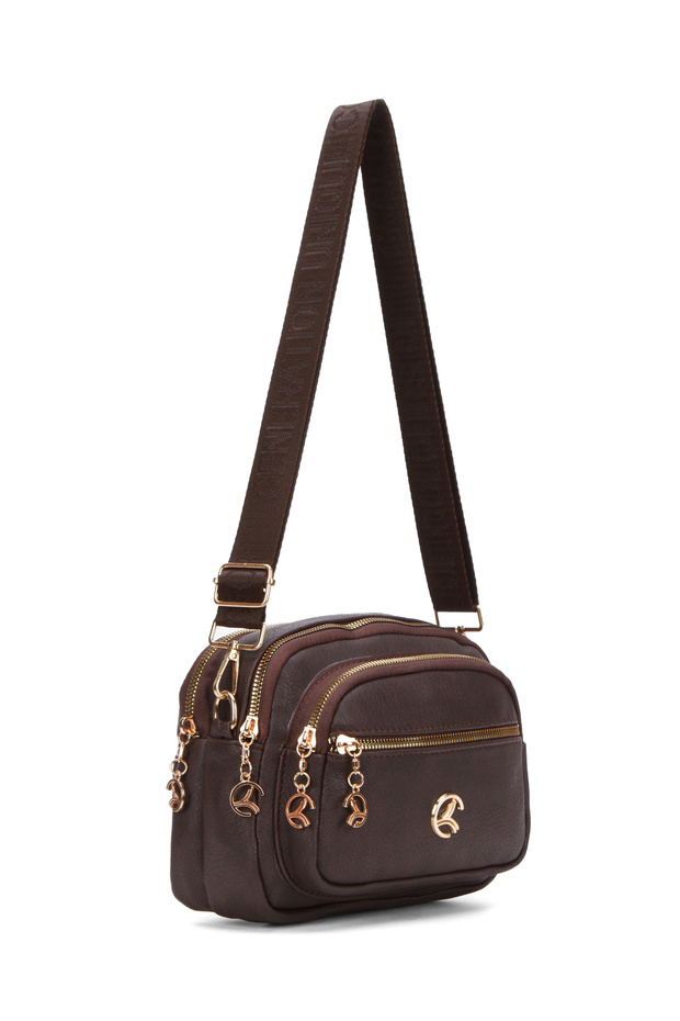 Women's Crisscross Straps Everyday Dark Brown Shoulder Bag