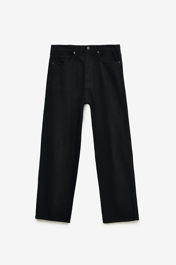 Mıkal Men's Baggy Wide Leg Thick Textured 100% Cotton High Quality Anthracite Jeans