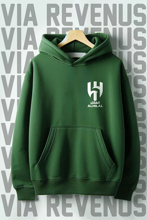 Al Crescent Printed Wide Fit Hooded Sweatshirt