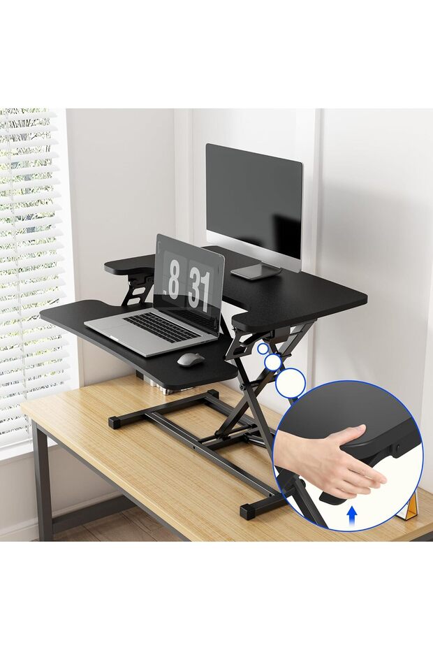 Flexispot Modern 28 Inch Height Adjustable Sit to Stand-up Desk with Keyboard Trey - Black - 4
