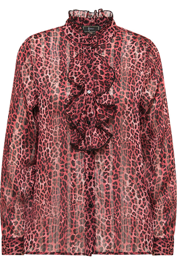 Rüschenbluse mit Leoprint - 2