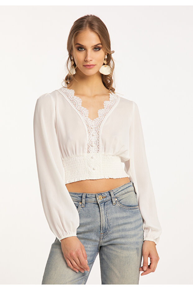 Cropped Bluse langarm - 3