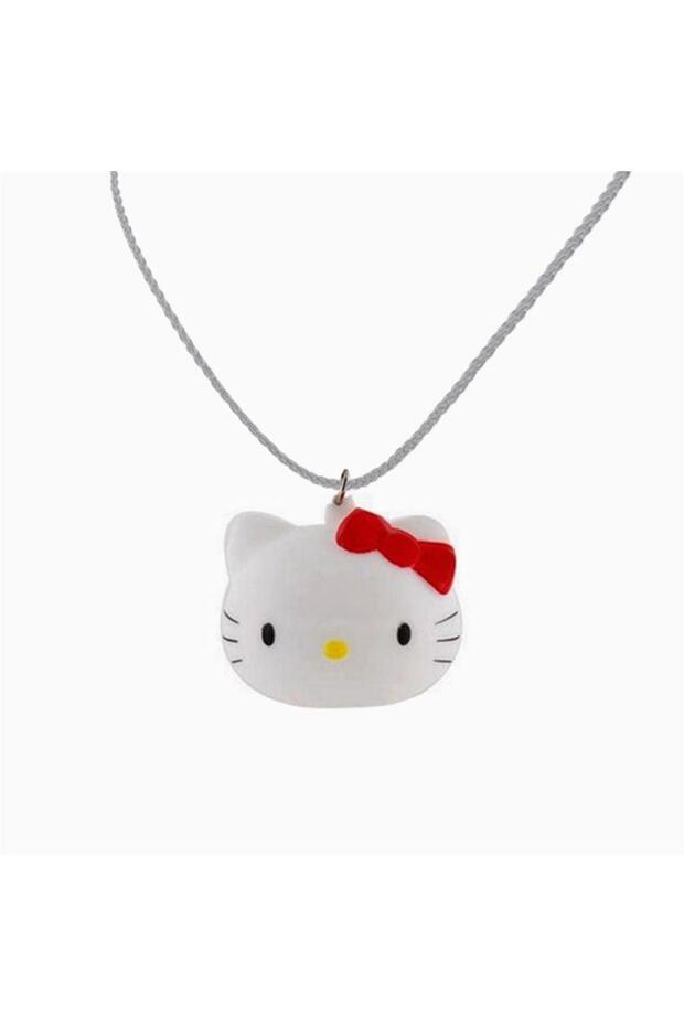 Beyaz 3D Hello Kitty Head Kolye - 2