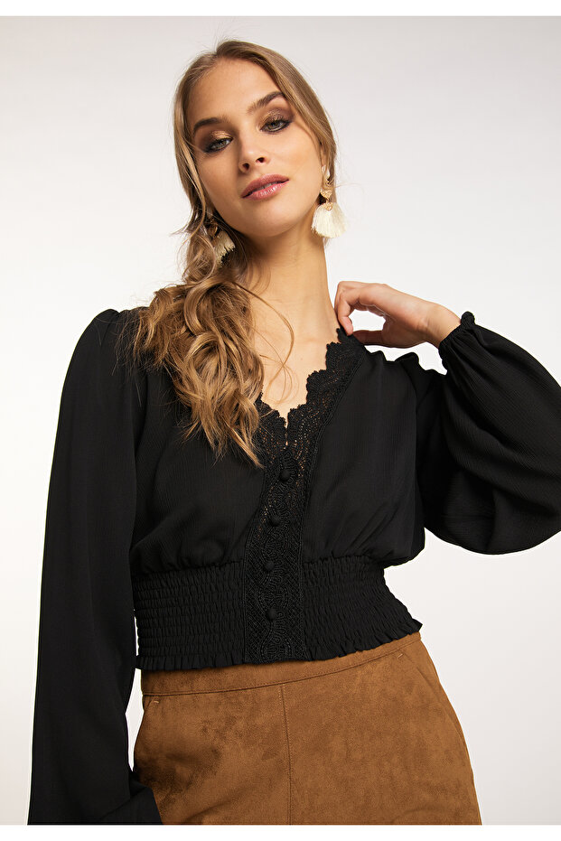 Cropped Bluse langarm - 5