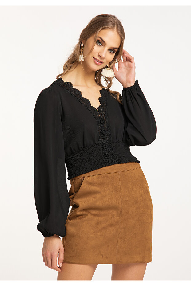 Cropped Bluse langarm - 3