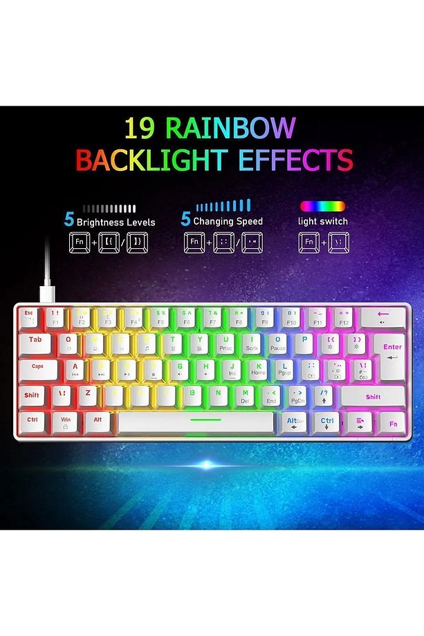 %60 Rgb Türkçe Q Beyaz App Uygulamalı Red Switch Kablolu Gaming Klavye Oyuncu Klavyesi - 1
