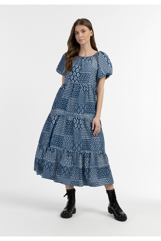 Kurzarm Maxikleid - 1