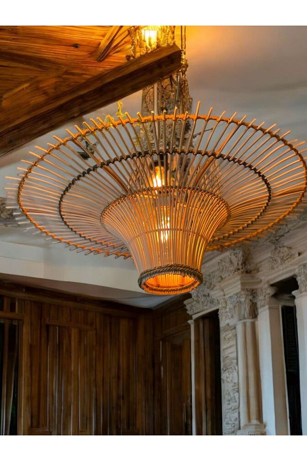 Zeus Güneş Hasır Avize 75x75 Bohem Avize Jüt Avize Oda Mutfak Salon Avize Restoran Kafe Avize - 1