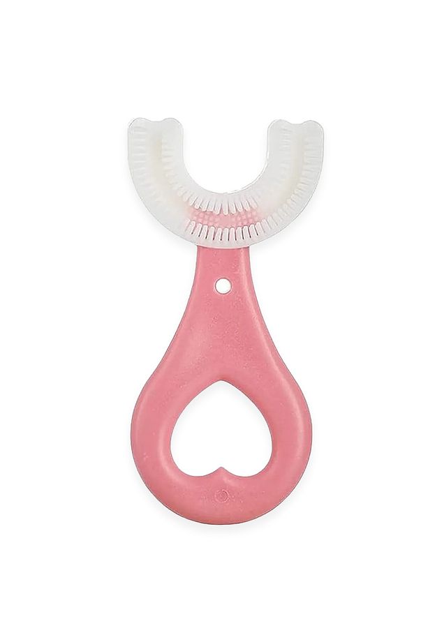 Bebek U Şekilli Diş Fırçası Silikon Hijyenik Pembe 2-6 Yaş Çocuk Yumuşak Diş Fırçası 1 Adet - 1