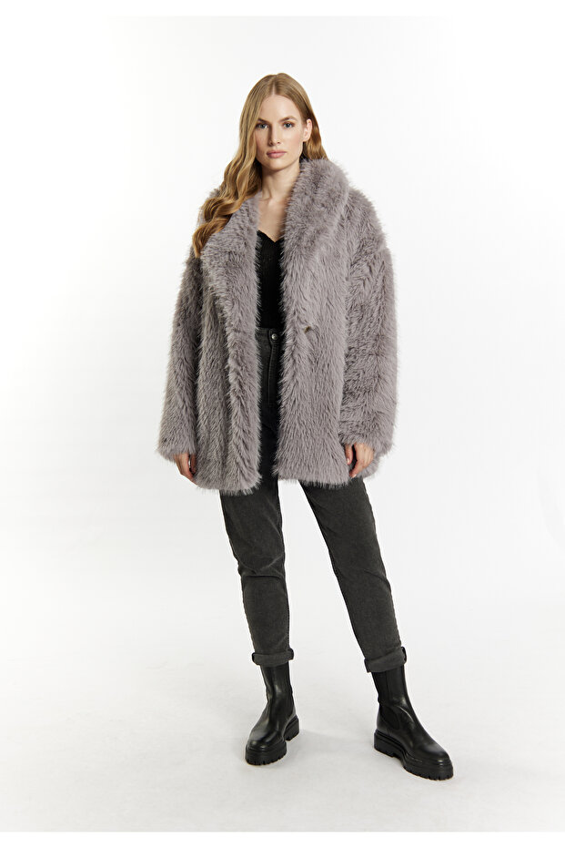 Mantel aus Webpelz - 1