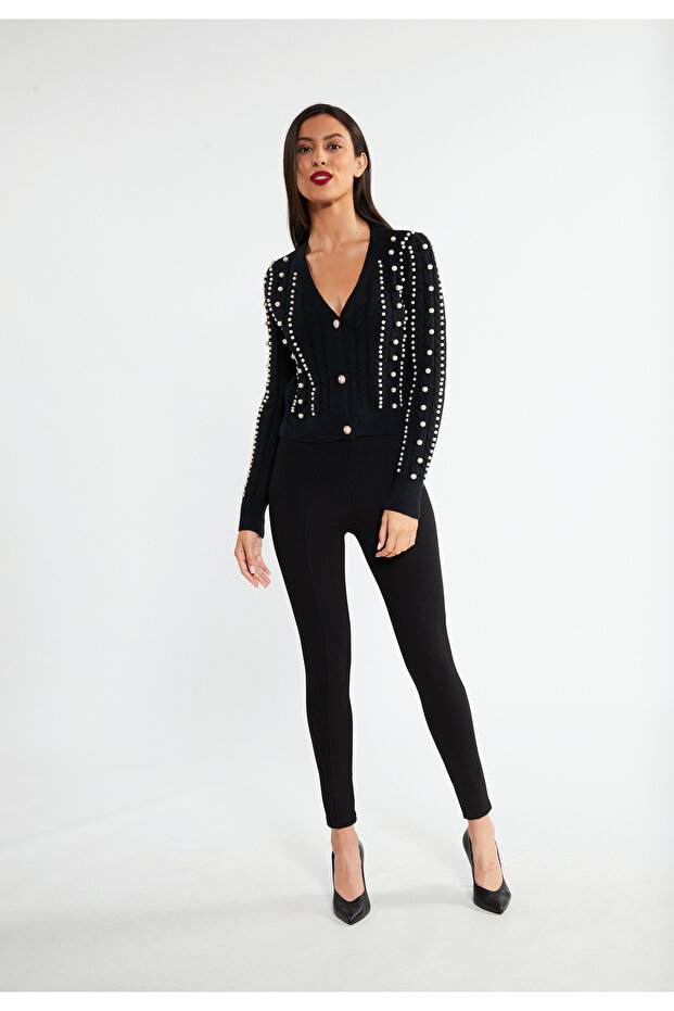 Strickjacke mit Perlen - 1