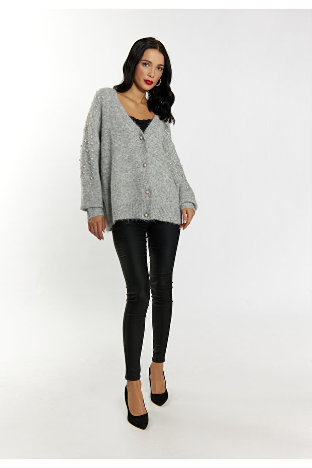 Strickjacke mit Perlen - 1