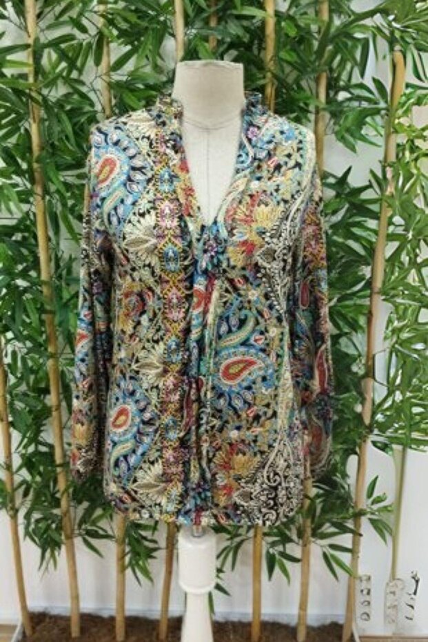V-neck loose supreme blouse with pattern - 6