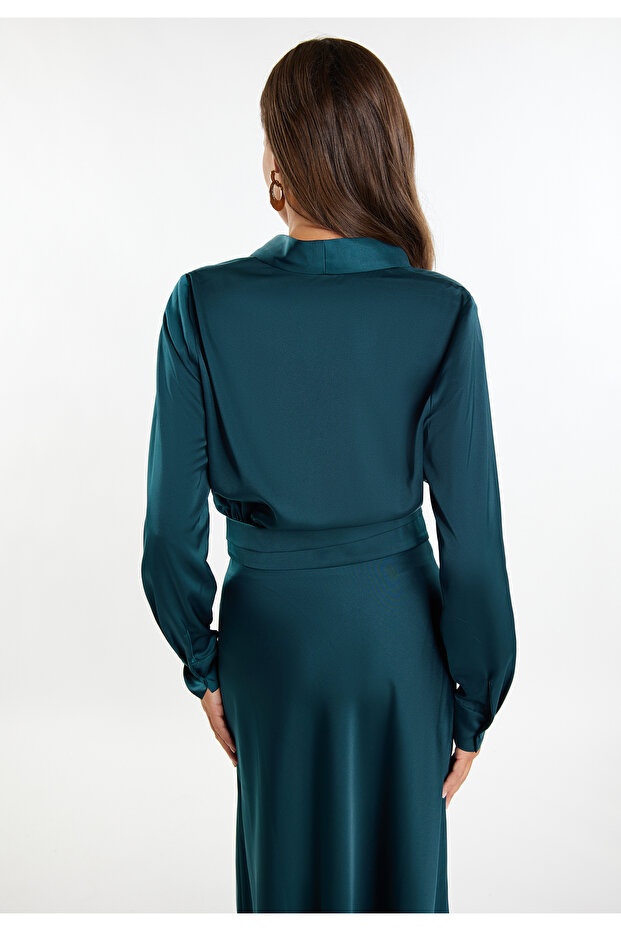 Wickelbluse aus Satin - 4