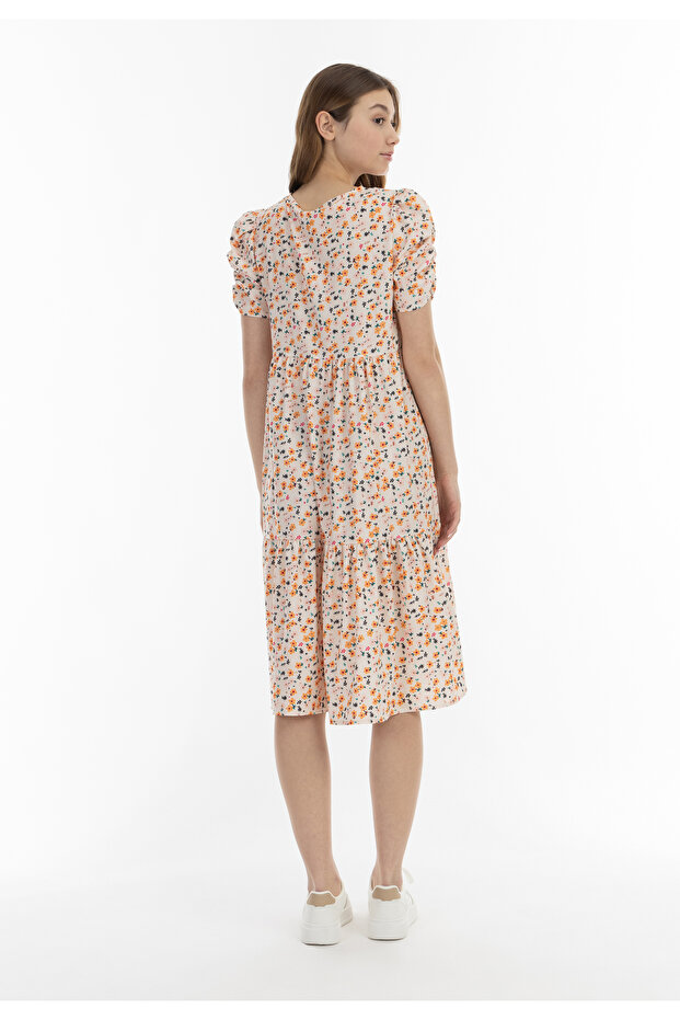 Midi Kurzarmkleid - 2