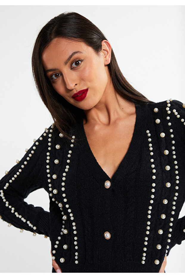 Strickjacke mit Perlen - 5