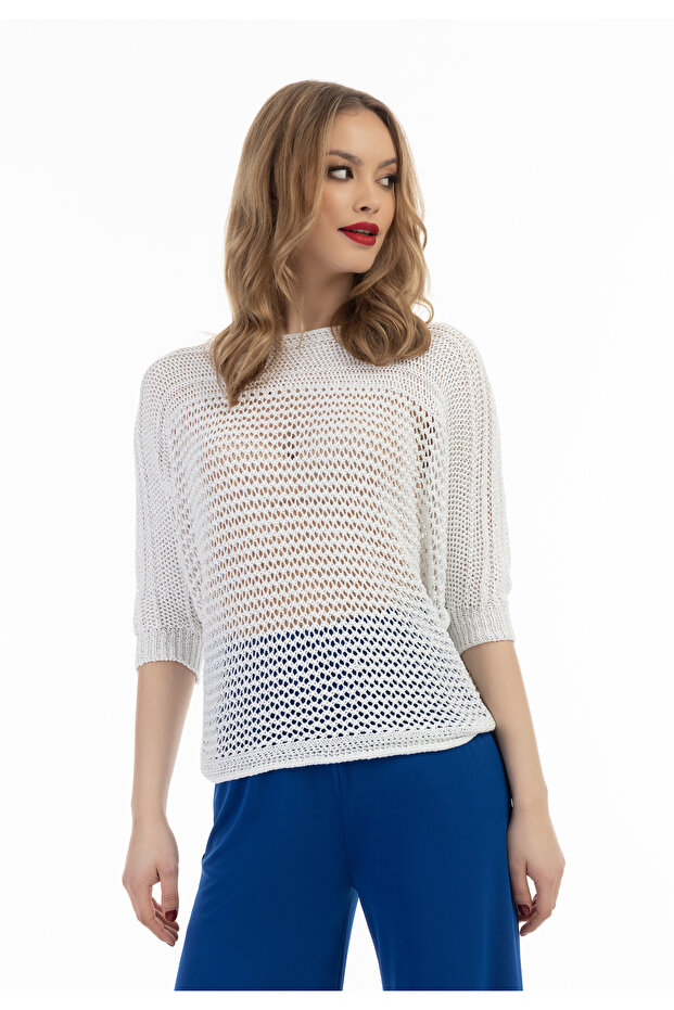 Weitmaschiger Strickpullover - 3