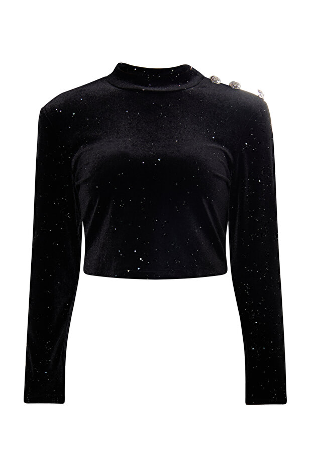 Samtshirt mit Glitzer - 2