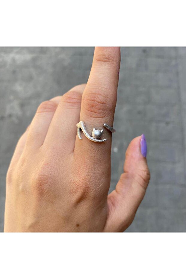 Minimal Cat Chasing Her Tail Ring - 2