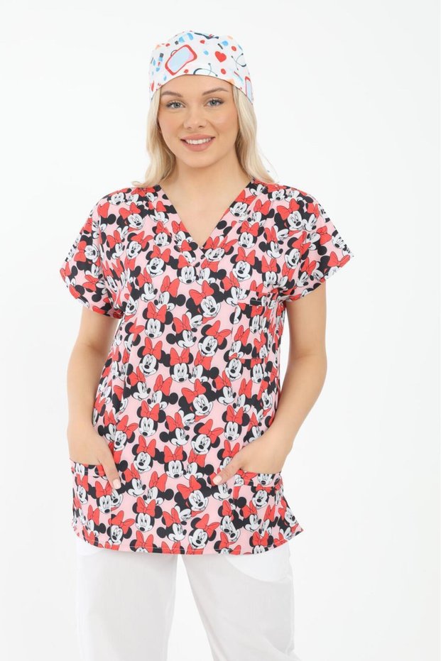 Stretch Fabric Surgical, Doctor, Nurse, Veterinarian, Dentist, Patterned, Colored Uniform Single Top Scrubs