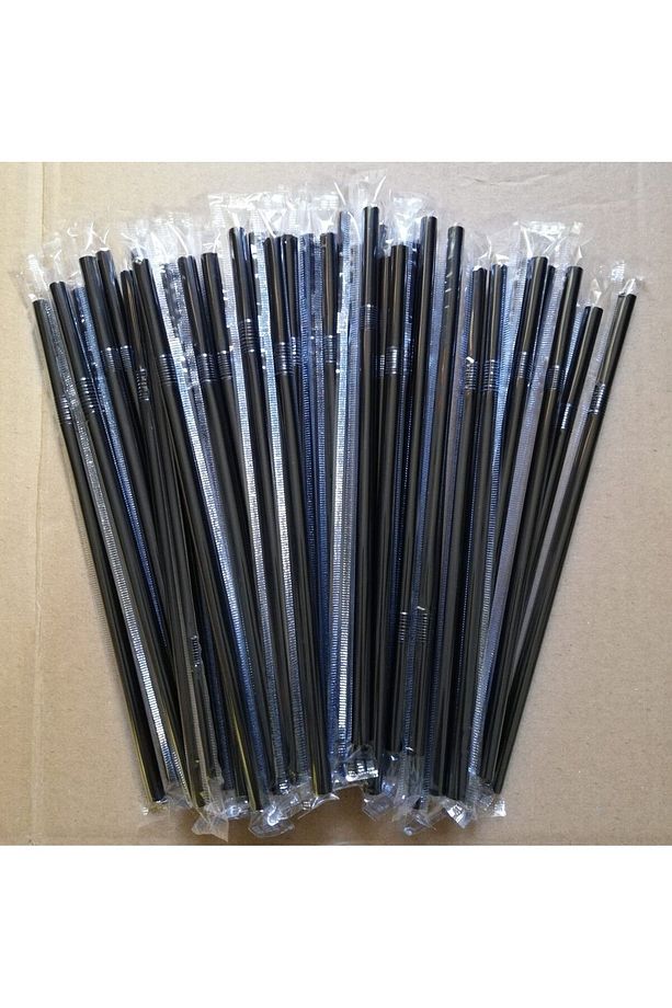 Siyah Pipet 50'li x 4 Paket Jelatinli Sargılı Pipet Frozen Körüklü Pipet - 5