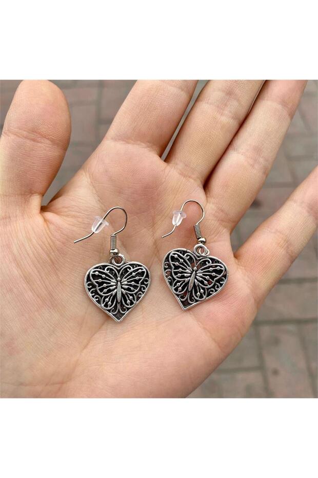 Vintage Pattern Butterfly Küpe - 2