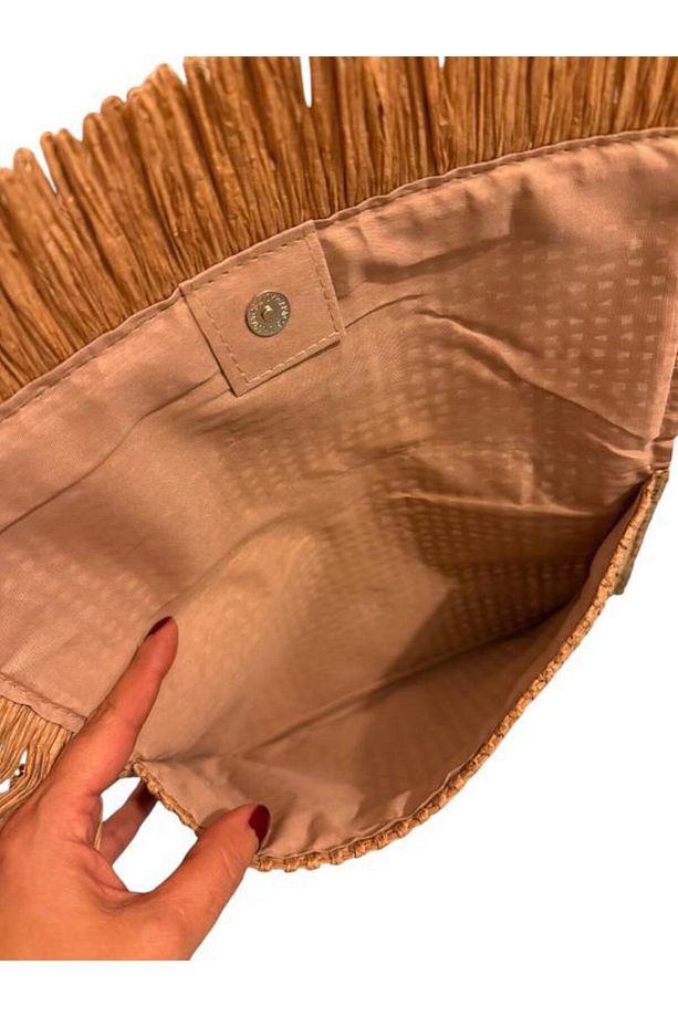 TAŞ DETAYLI HASIR CLUTCH ÇANTA - 3