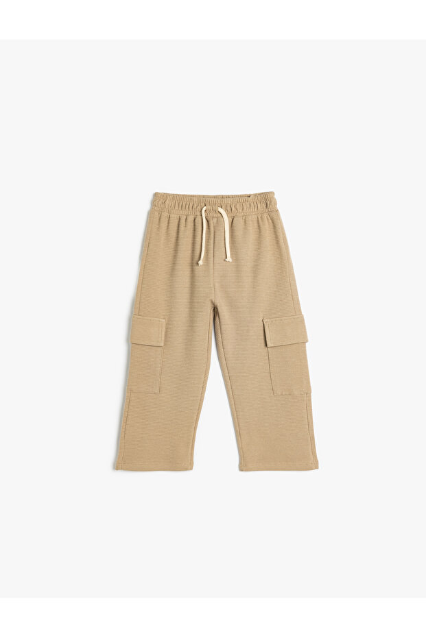 Tie Waist Pocket Detailed Cotton Trousers Look Sweatpants